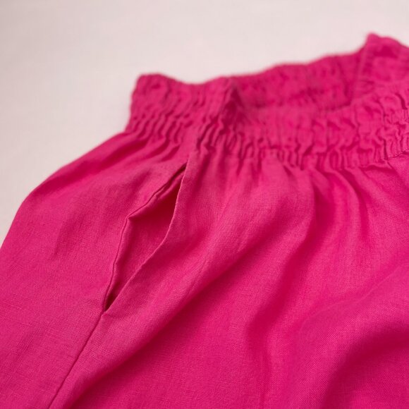 *By Anthropologie Pant The Somerset Linen Pull-On Fuchsia Size XS - Picture 2 of 12